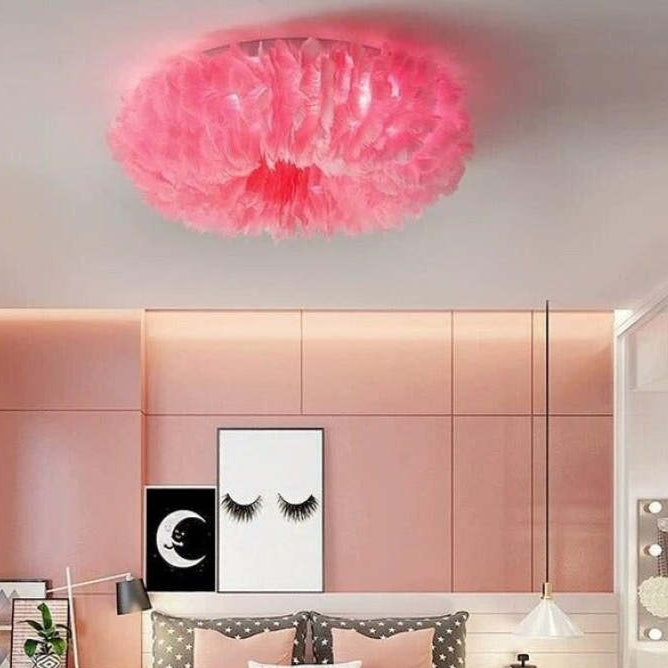 Candeeiro de teto Feather, LED branco quente, 40–70 cm, 4 cores