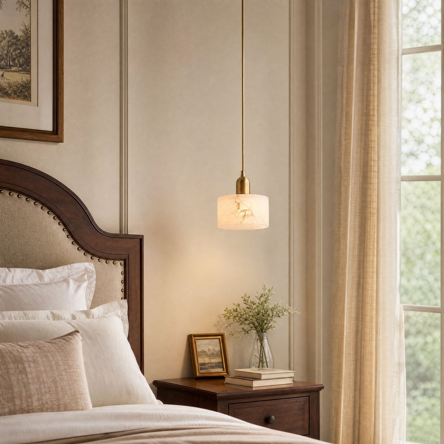 Odyssey cilindervormige hanglamp van massief albast