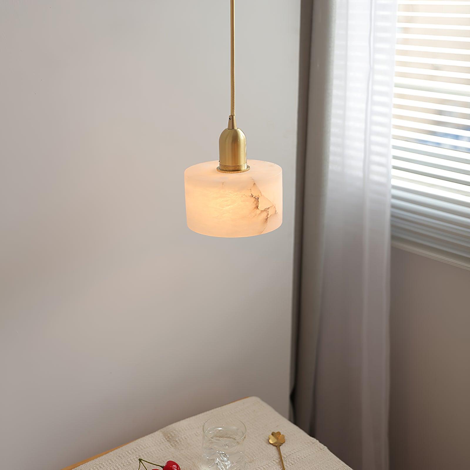 Odyssey cilindervormige hanglamp van massief albast