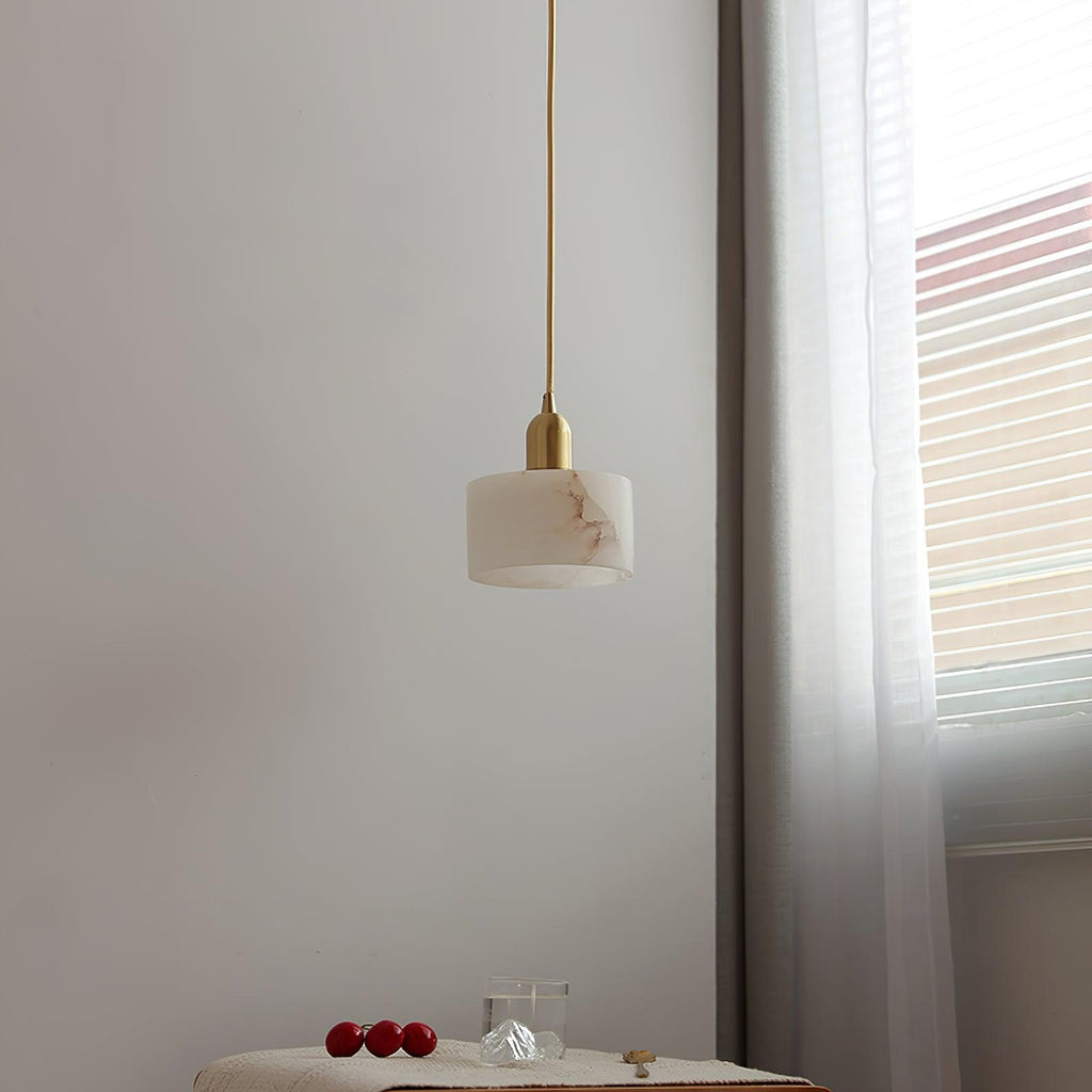Odyssey cilindervormige hanglamp van massief albast