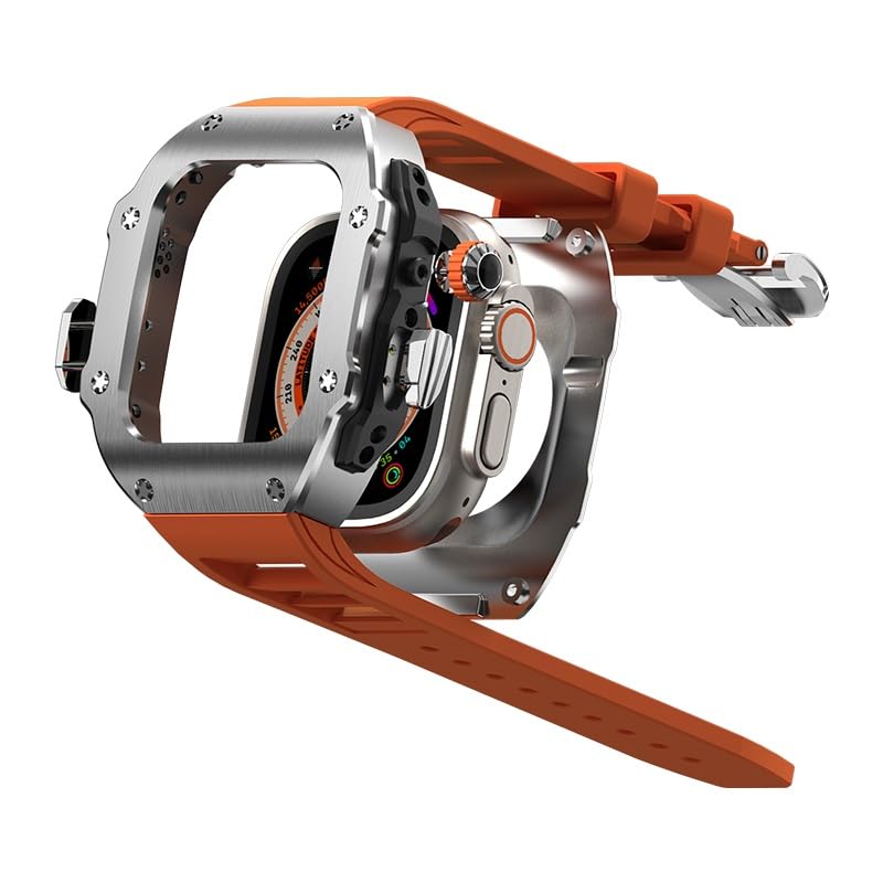 Řada RM Vanguard - Fluorokaučukový pásek Nerezové ocelové pouzdro pro Apple Watch Ultra