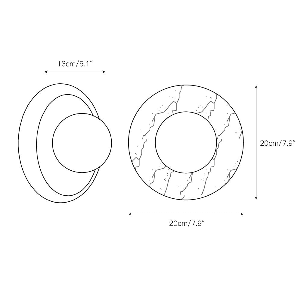 Avi Indoor Wall Sconce — Curved Marble Backplate, Round Design