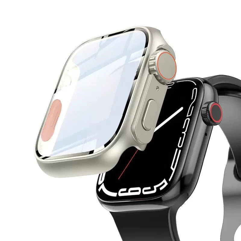 Coque ultra-fine et étanche pour Apple Watch avec film en verre trempé