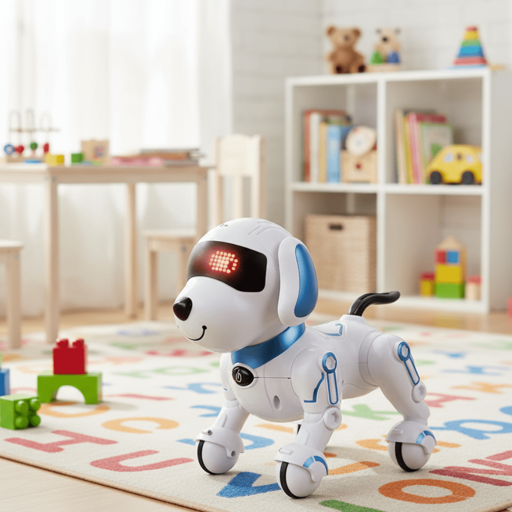 Perro robot interactivo NovaPup para niños que responde al tacto y a las órdenes