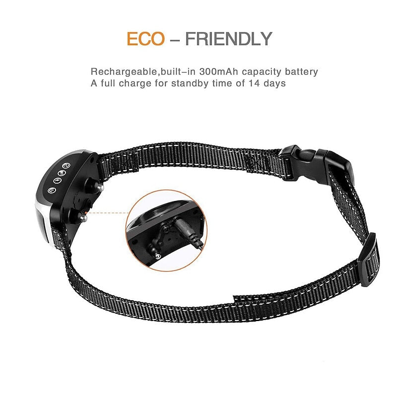 Collier anti-aboiements rechargeable avec sensibilité réglable et modes d'entraînement