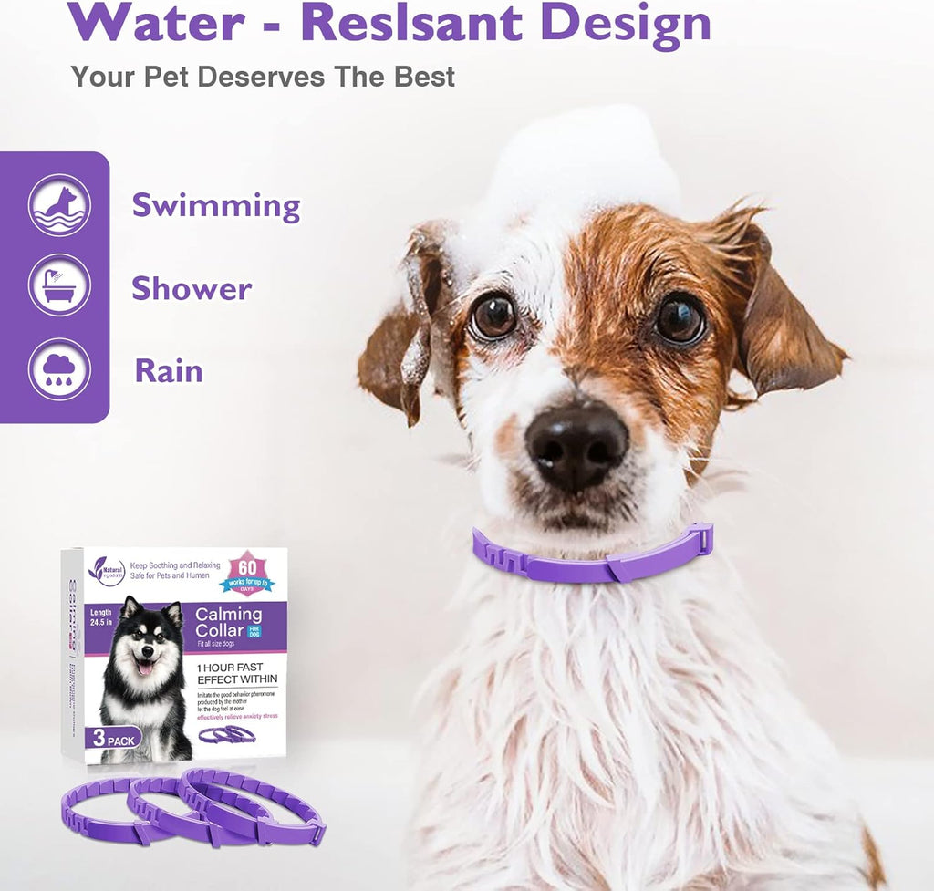 طوق مهدئ للكلاب، عبوة من 3 أطواق للكلاب، يقلل من قلق الحيوانات الأليفة بفعالية الفيرومون، طوق هادئ آمن ومقاوم للماء