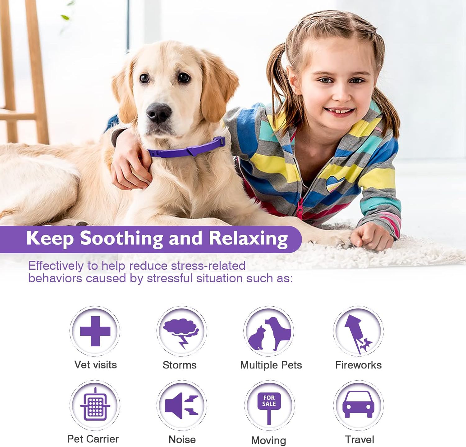 طوق مهدئ للكلاب، عبوة من 3 أطواق للكلاب، يقلل من قلق الحيوانات الأليفة بفعالية الفيرومون، طوق هادئ آمن ومقاوم للماء