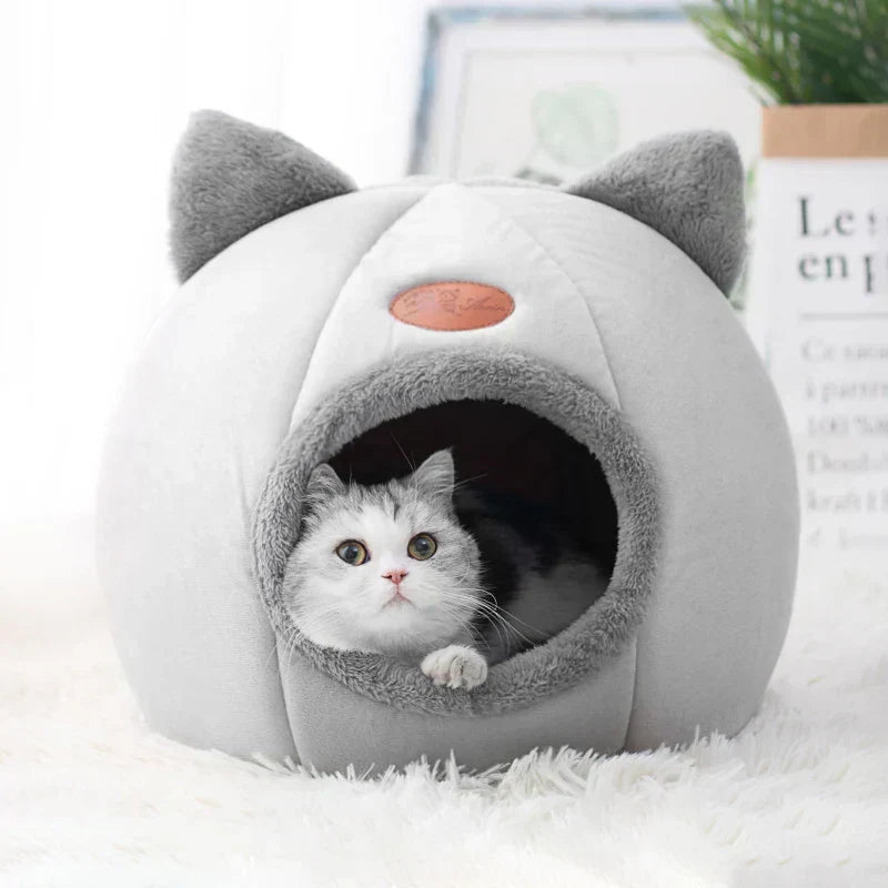 Plüschhöhlenbett für Katzen – warm, gemütlich und bezaubernd gestaltet