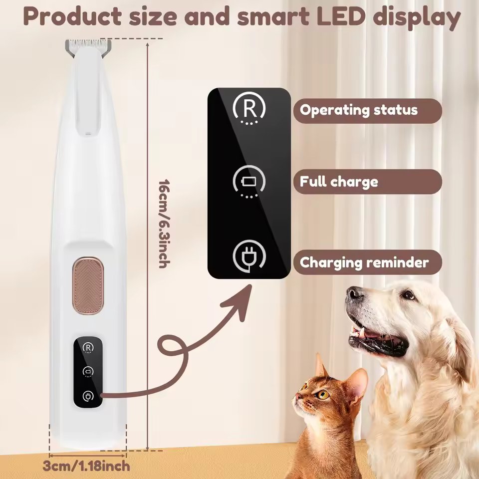 Pemangkas Kuku Anjing dengan Lampu LED - Tanpa Wayar dan Pengecasan USB