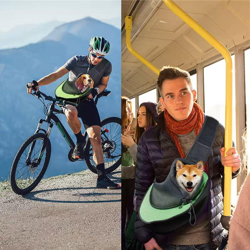 Transportadora tipo sling respirável para pequenos animais com alça de ombro ajustável