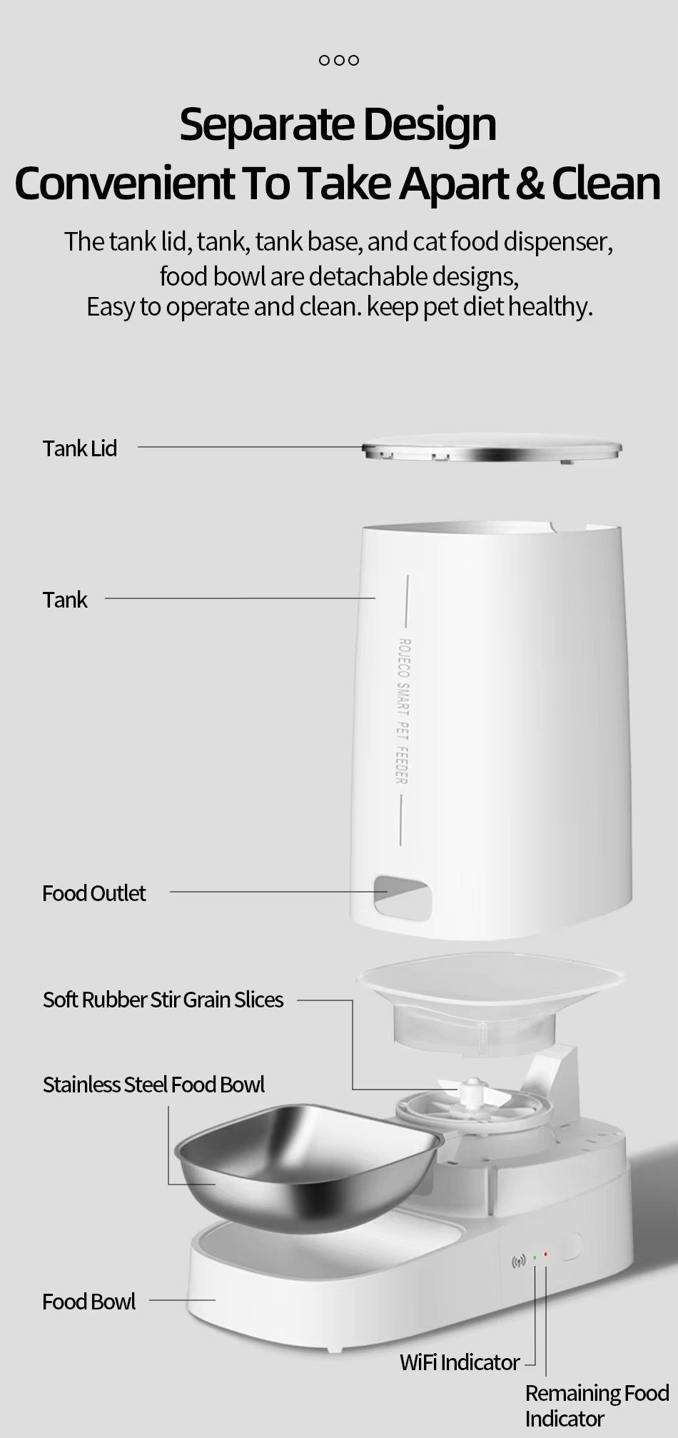 Intelligenter WLAN-Tierfutterautomat 4L mit Edelstahlnapf und App-Steuerung