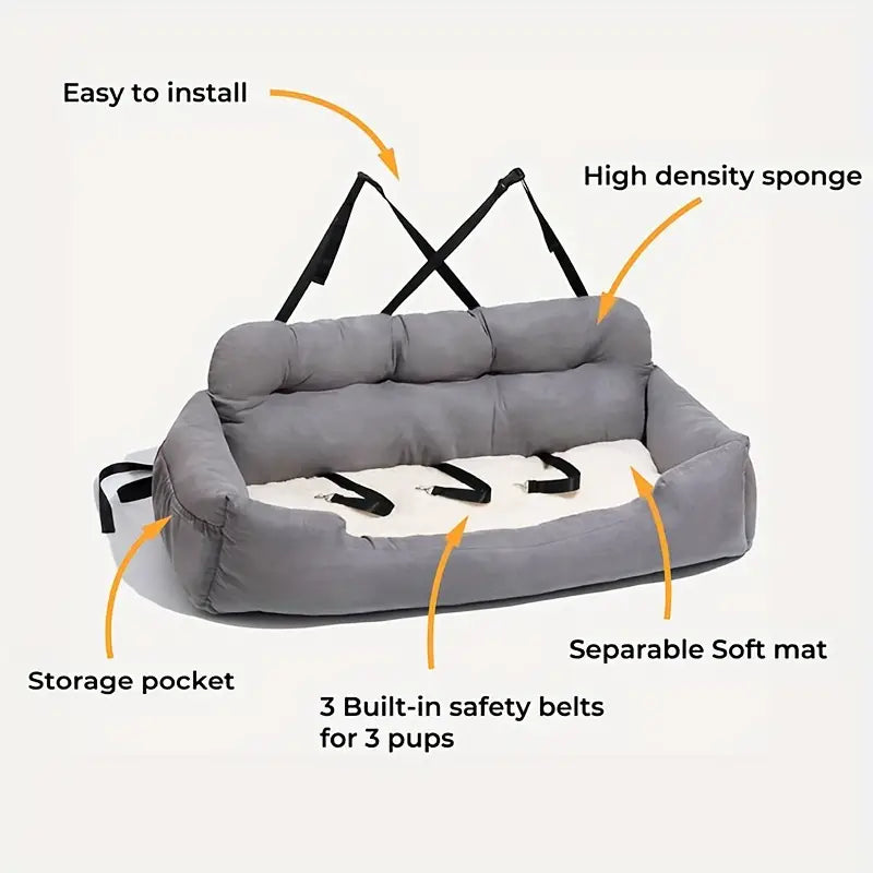 Siège auto douillet en peluche pour chien