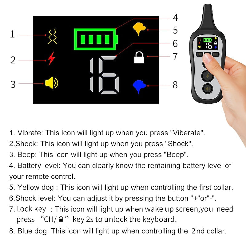 Collier de dressage pour chien étanche et rechargeable