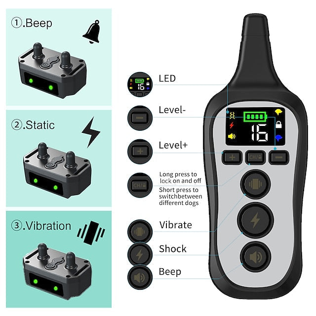 Collier de dressage pour chien étanche et rechargeable