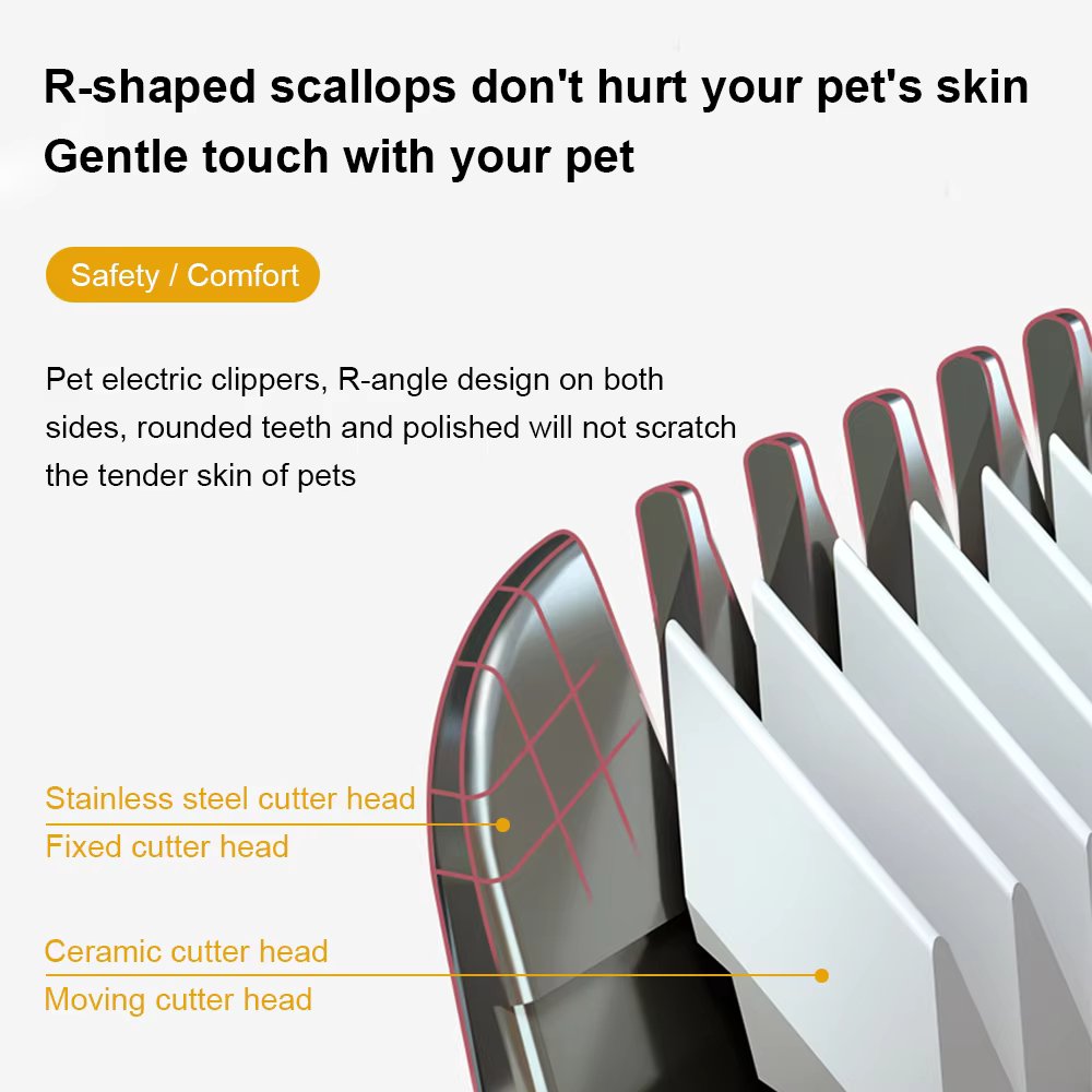Set di tosatrici cordless per cani con lame di precisione e 4 pettini guida