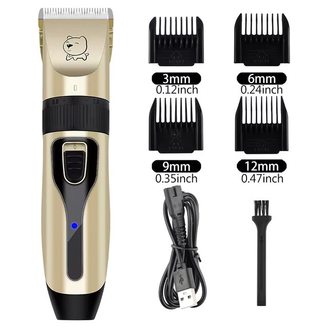 Set di tosatrici cordless per cani con lame di precisione e 4 pettini guida