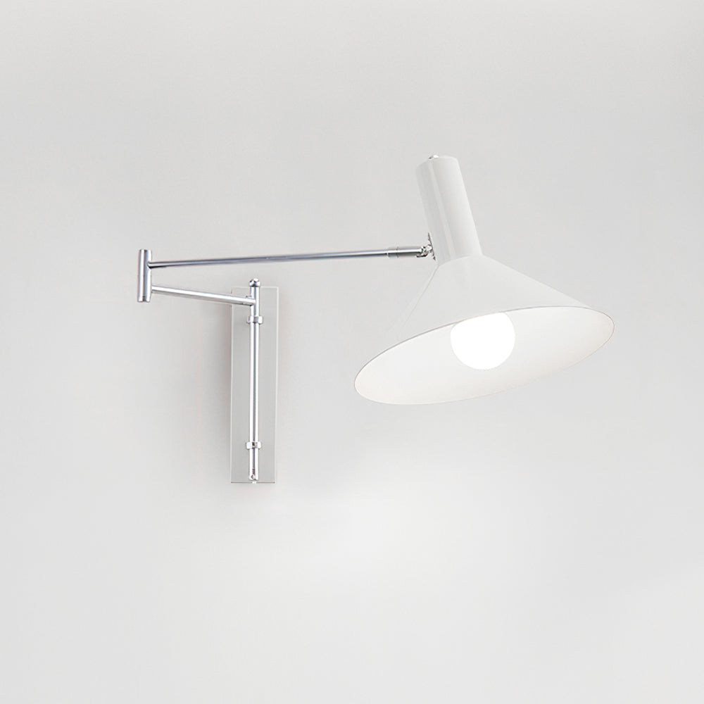 Lampada da parete con braccio metallico regolabile - Paralume rosso, attacco E26