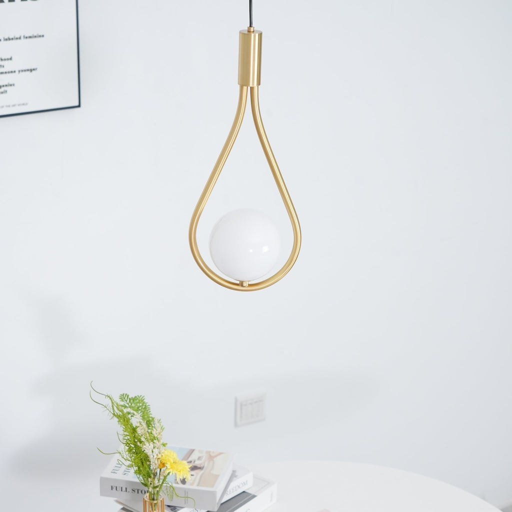 Moderna lampada a sospensione a goccia in ottone — Diametro 16cm