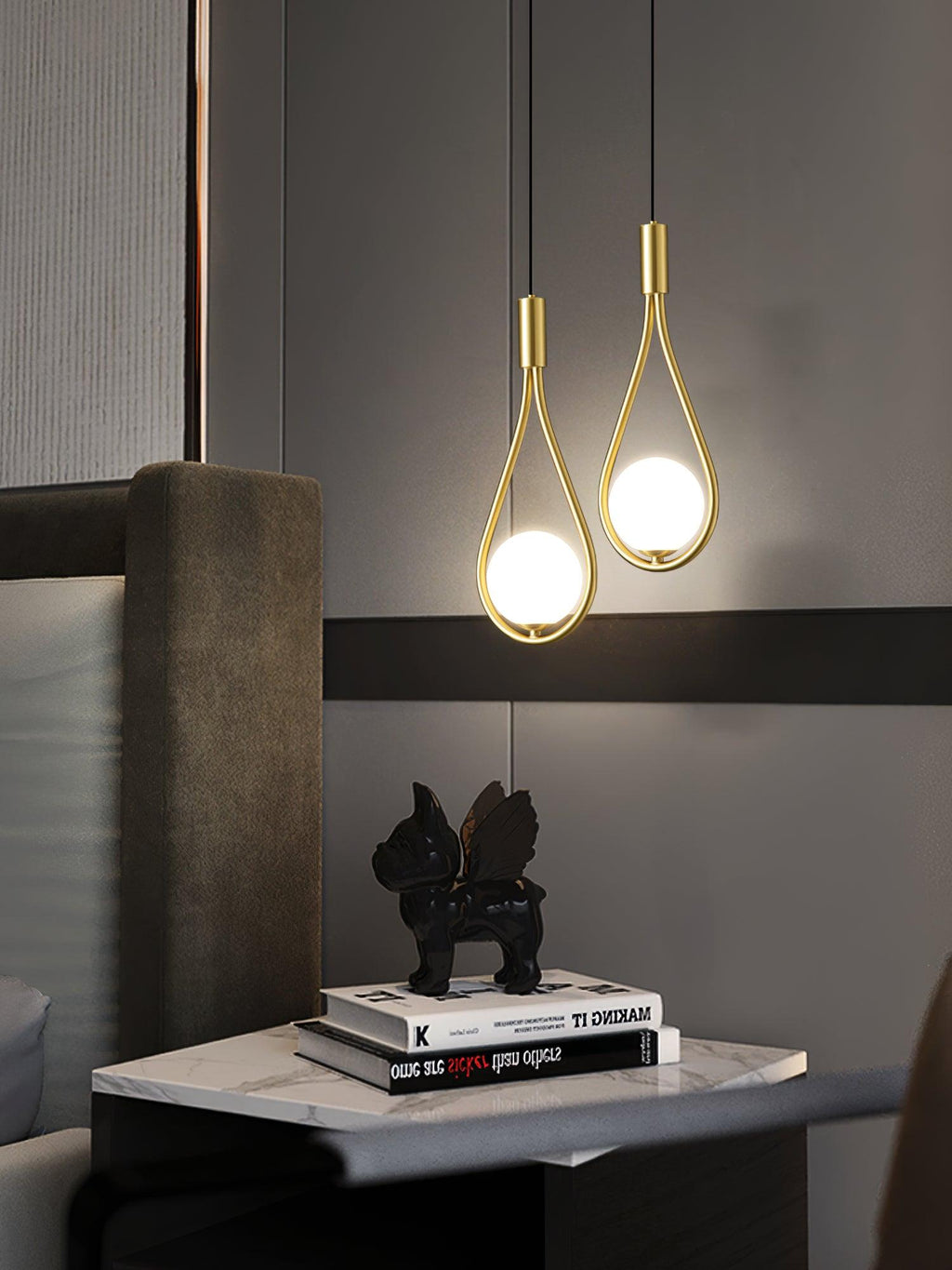 Moderna lampada a sospensione a goccia in ottone — Diametro 16cm