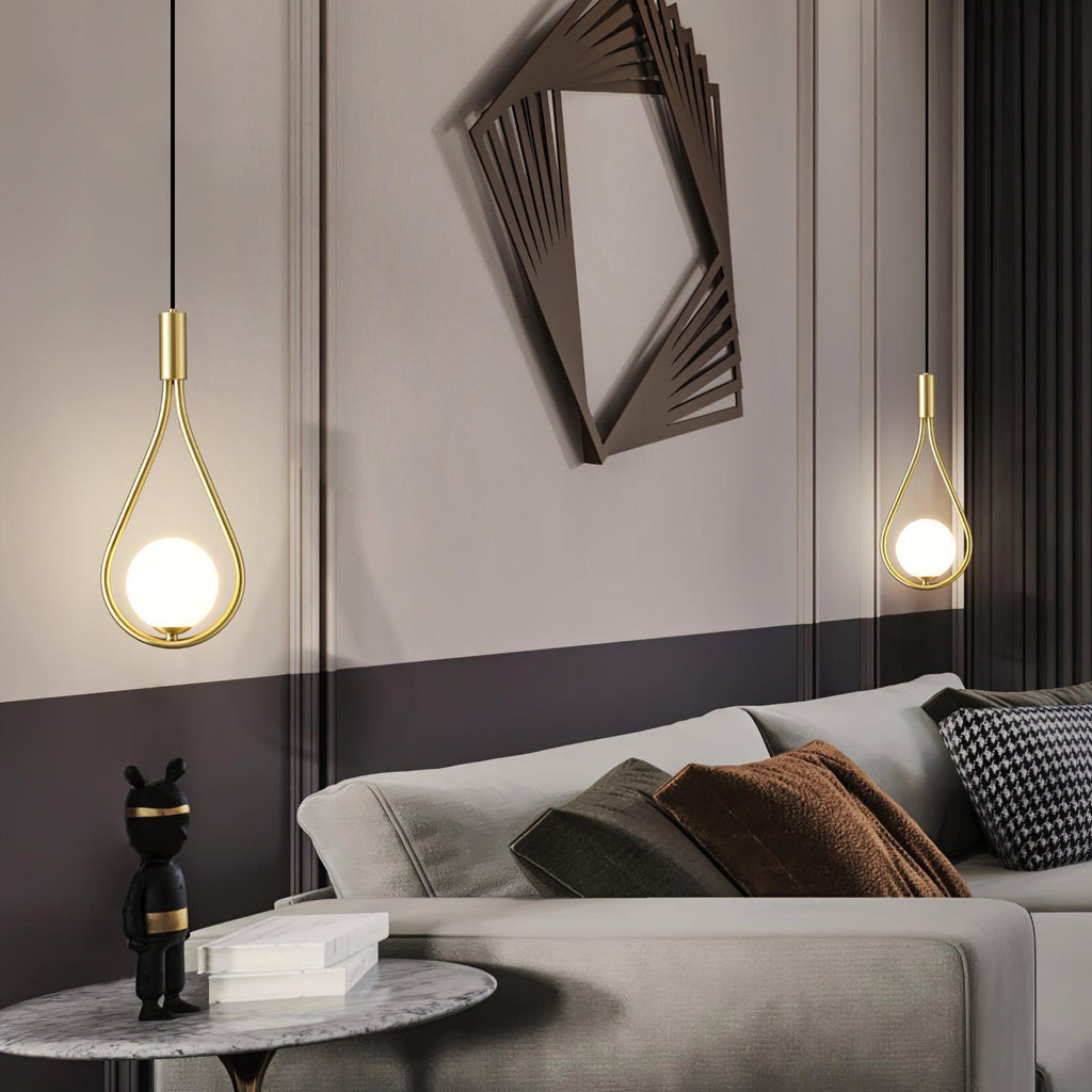Moderna lampada a sospensione a goccia in ottone — Diametro 16cm