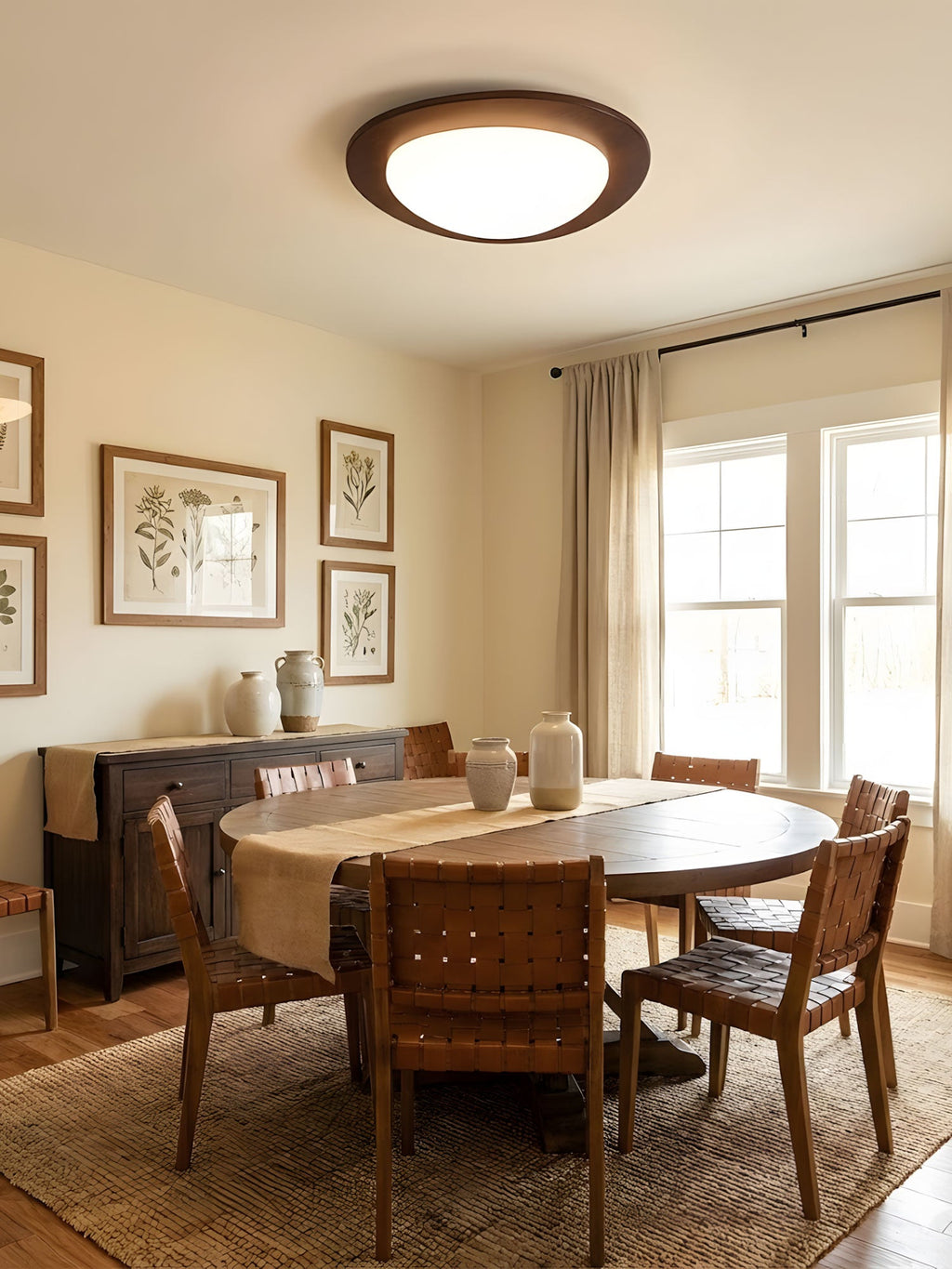 Lampada da soffitto in legno dal design a ciottolo