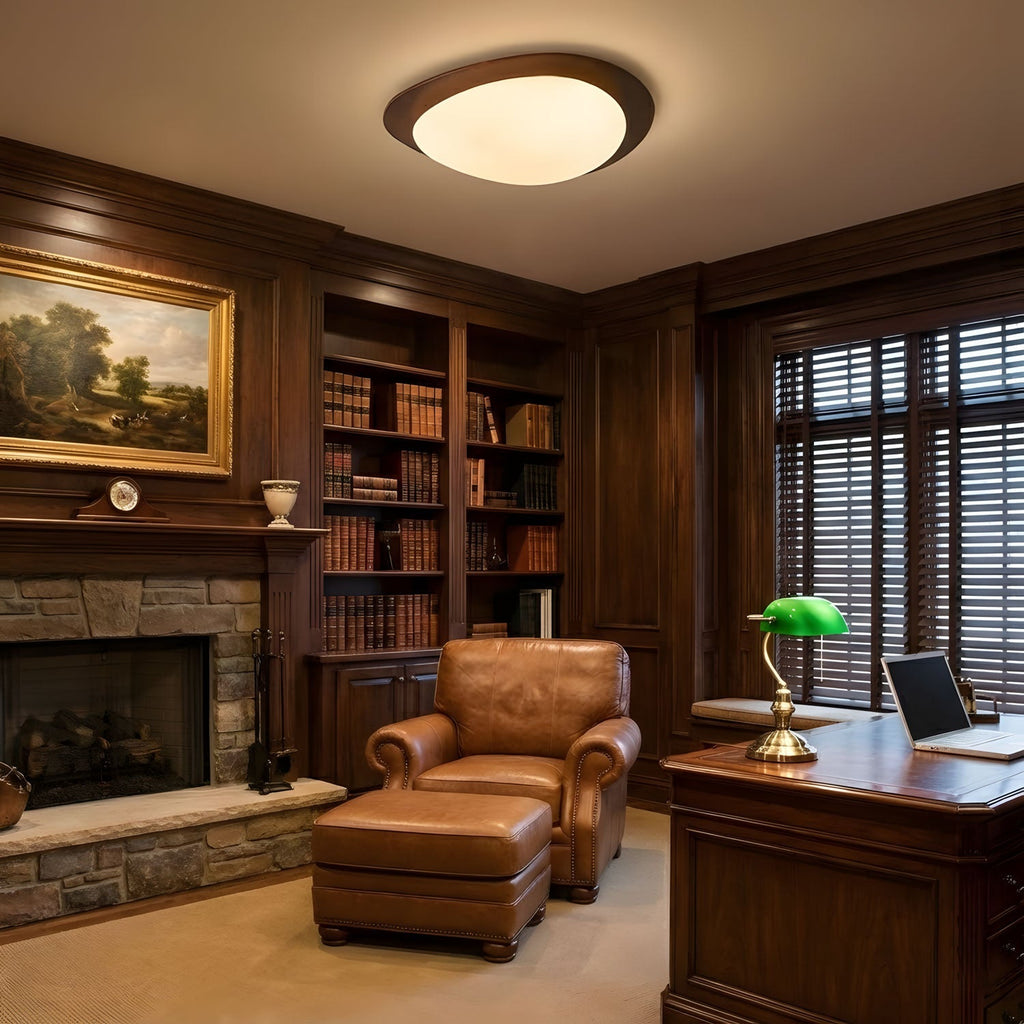 Lampada da soffitto in legno dal design a ciottolo