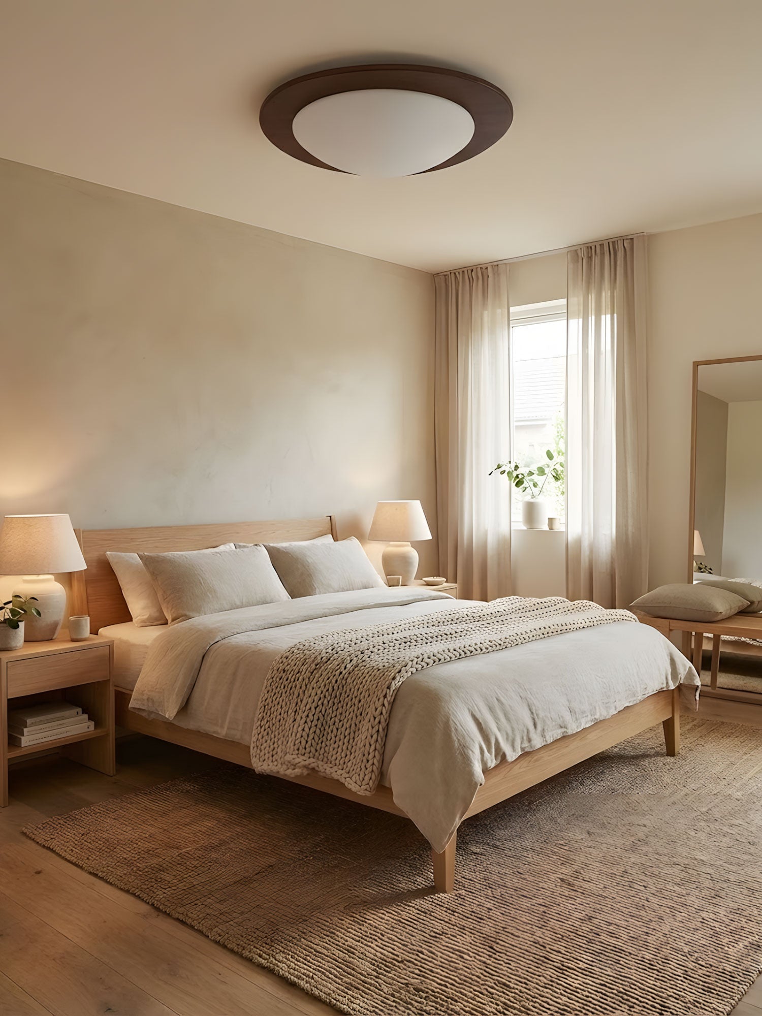 Lampada da soffitto in legno dal design a ciottolo