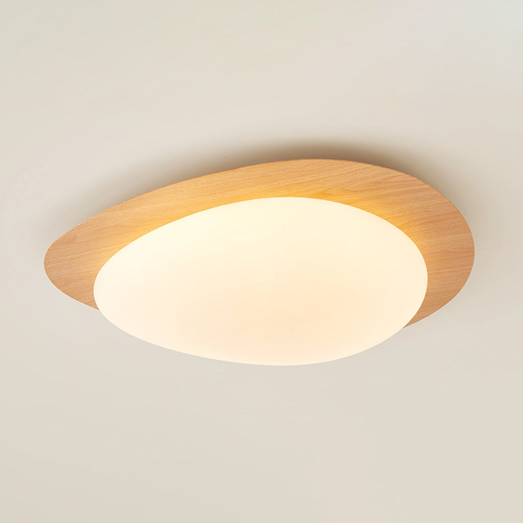 Lampă de tavan LED din piatră — lemn de nuc/lemn deschis, lumină caldă/rece, Ø30–58 cm