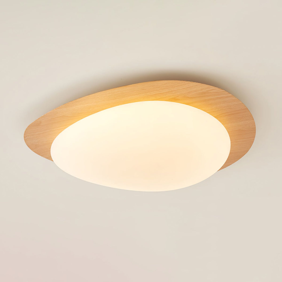 Lampă de tavan LED din piatră — lemn de nuc/lemn deschis, lumină caldă/rece, Ø30–58 cm