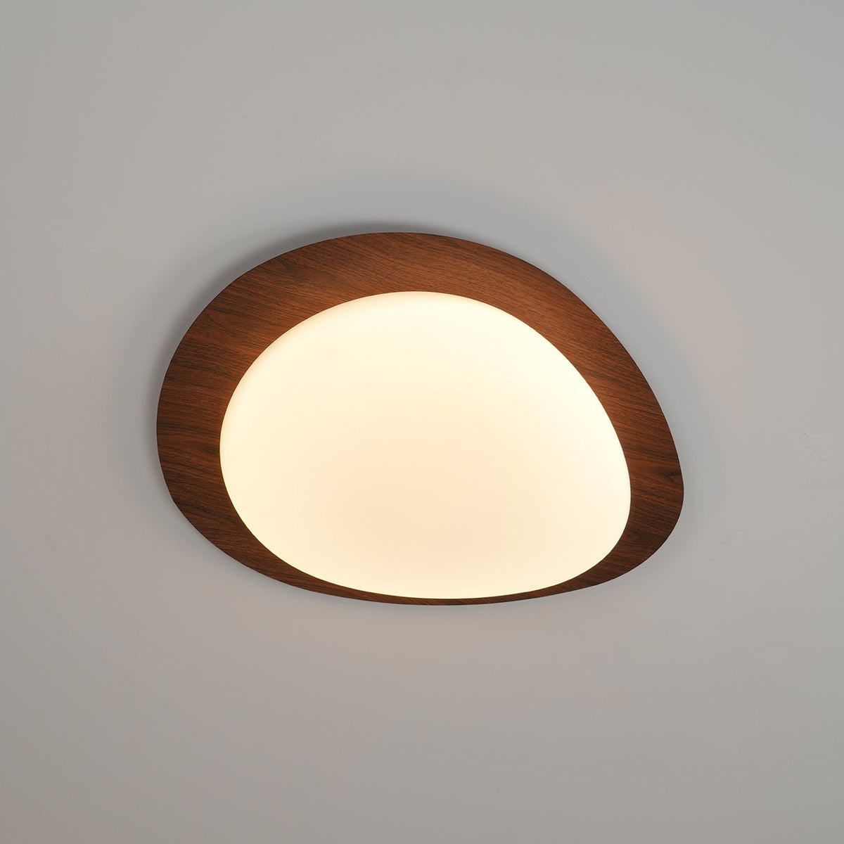 Lampă de tavan LED din piatră — lemn de nuc/lemn deschis, lumină caldă/rece, Ø30–58 cm