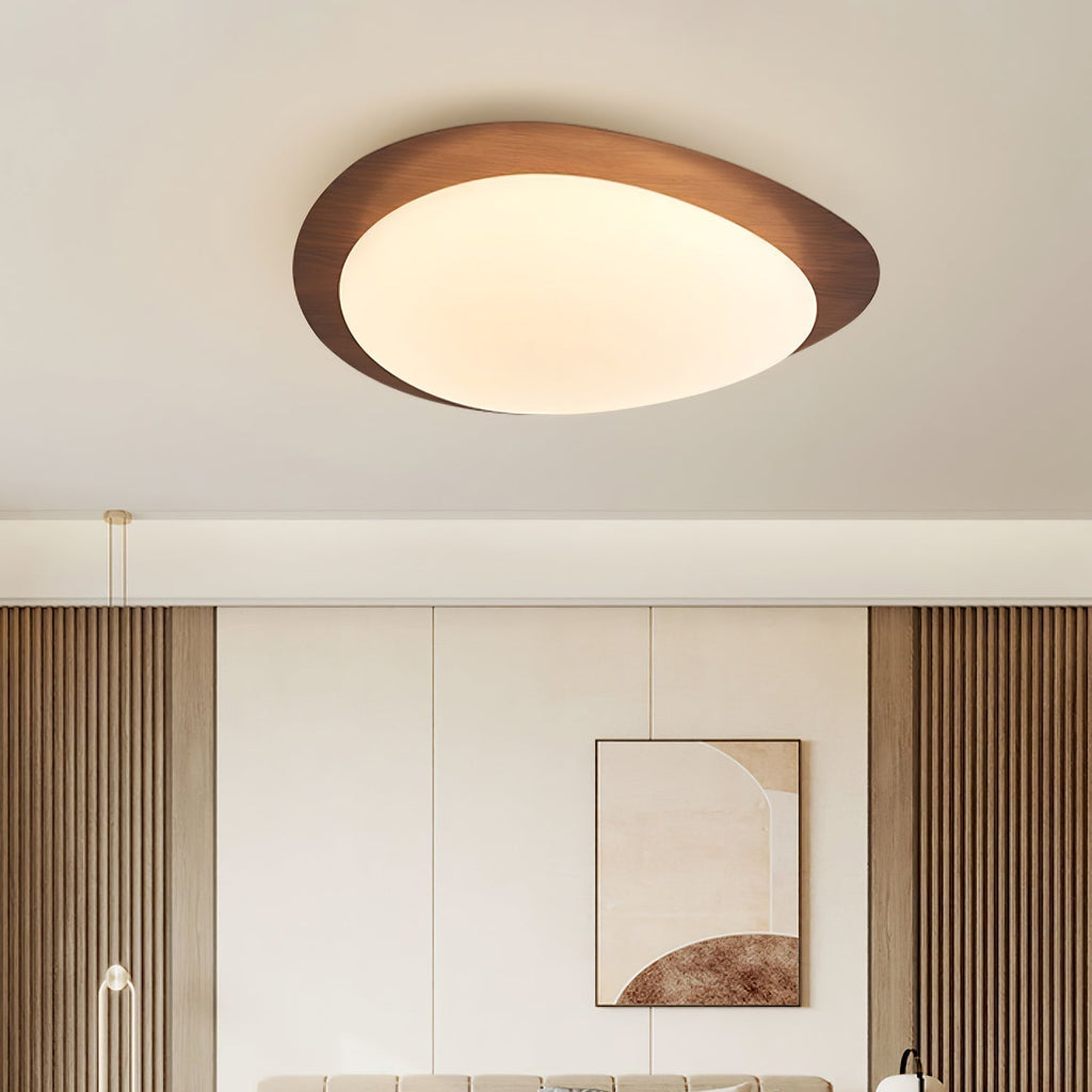 Lampă de tavan LED din piatră — lemn de nuc/lemn deschis, lumină caldă/rece, Ø30–58 cm