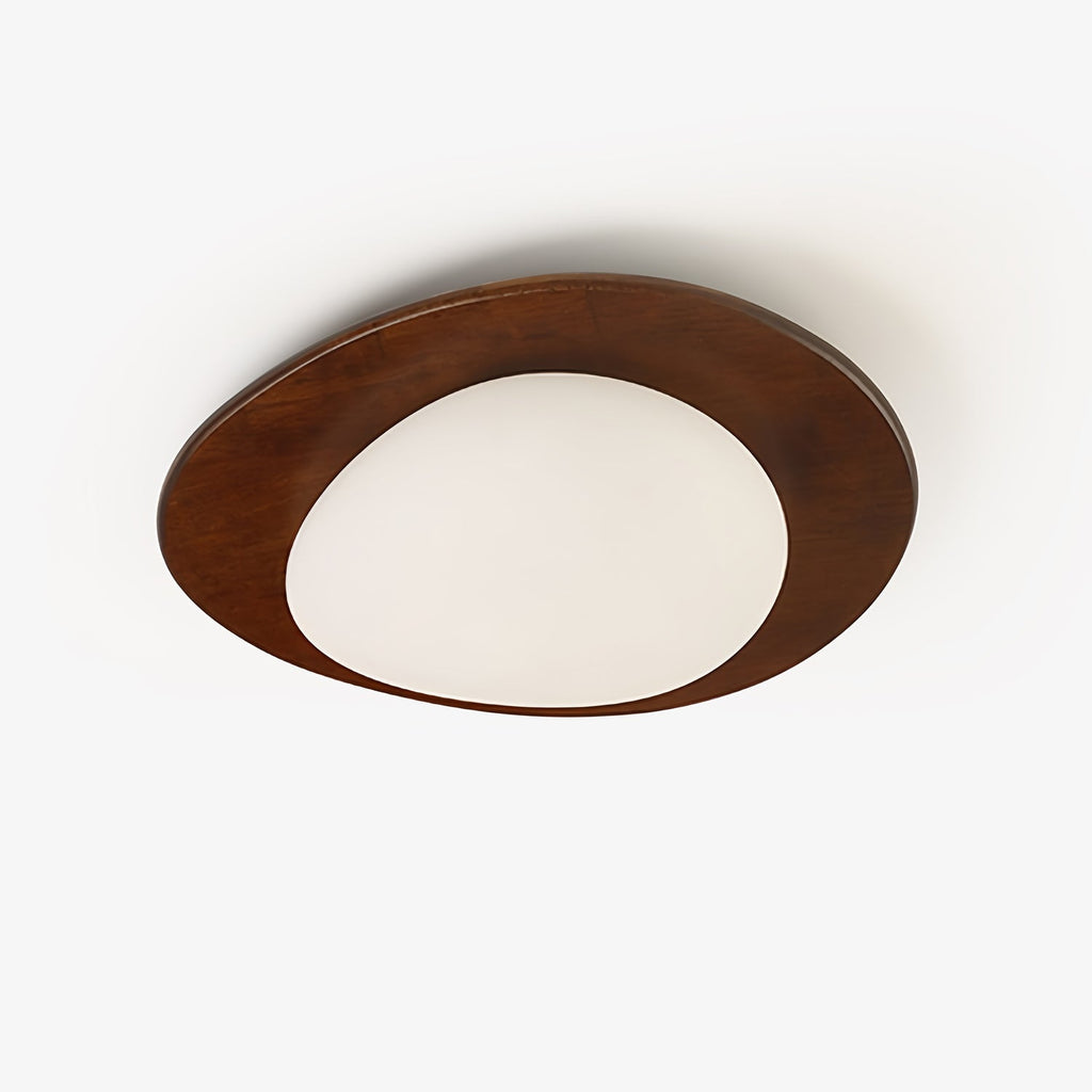 Lampada da soffitto in legno dal design a ciottolo