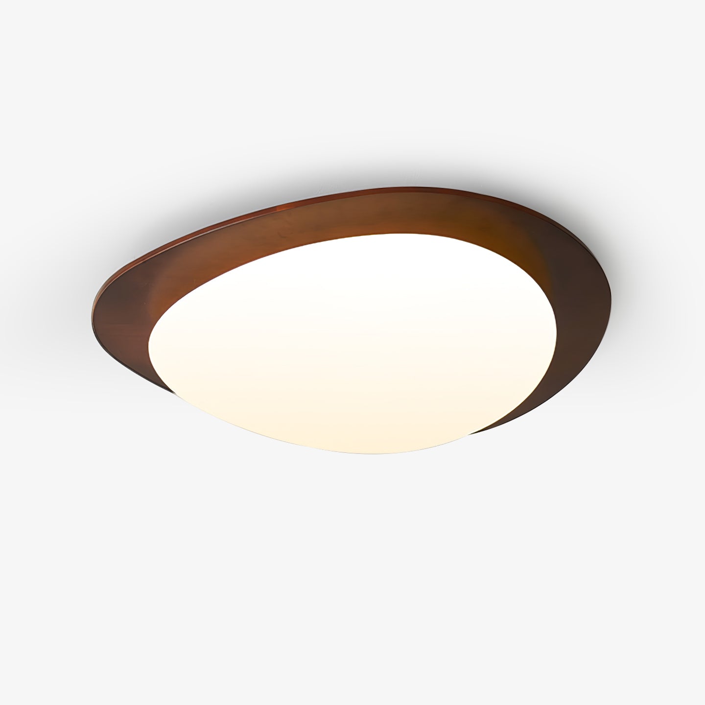 Lampada da soffitto in legno dal design a ciottolo