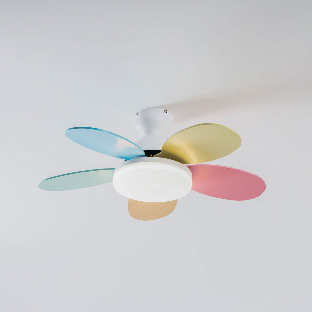Ventoinha de teto Petalo — 35,4 pol. de diâmetro, luz de 60 W, efeito de madeira