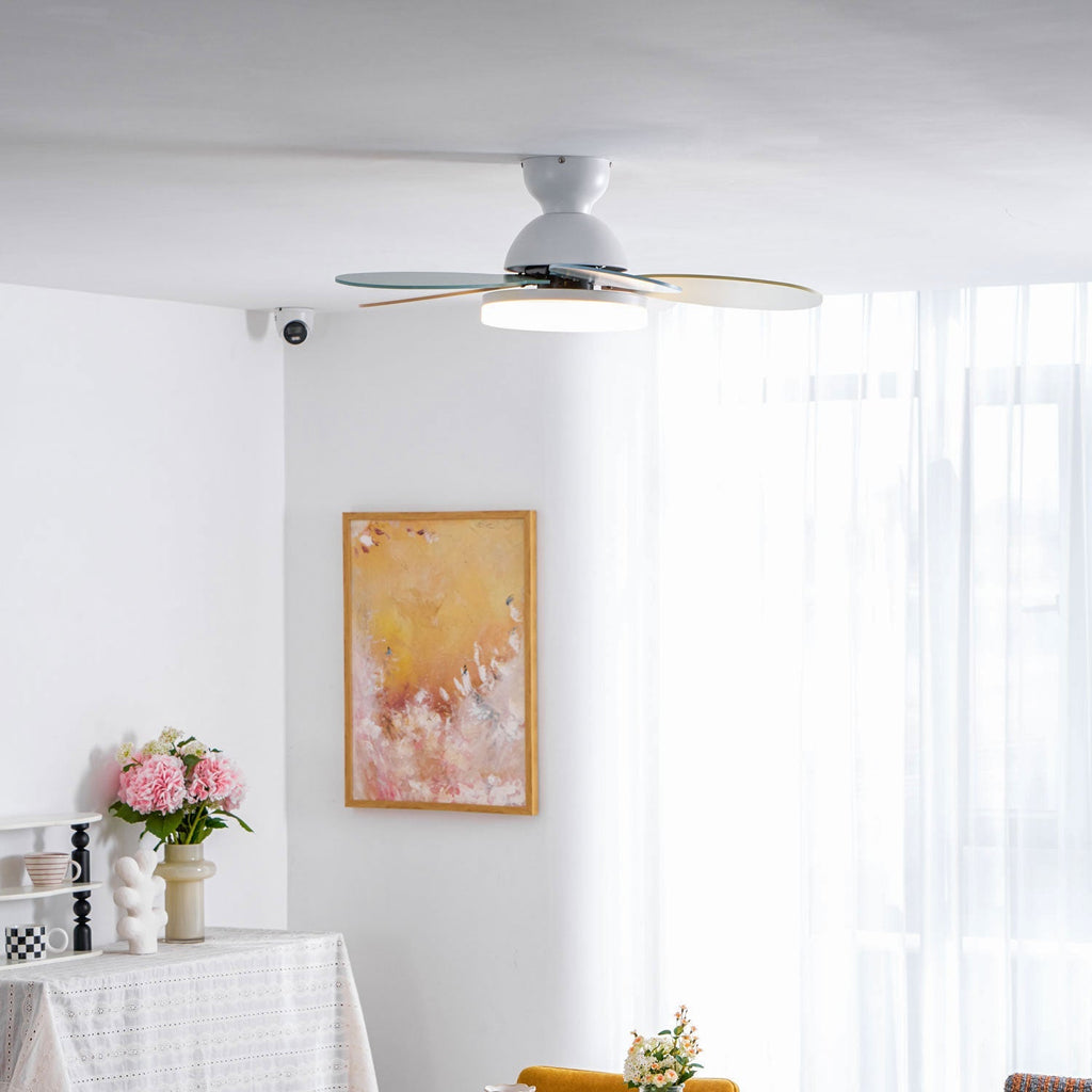 Ventoinha de teto Petalo — 35,4 pol. de diâmetro, luz de 60 W, efeito de madeira