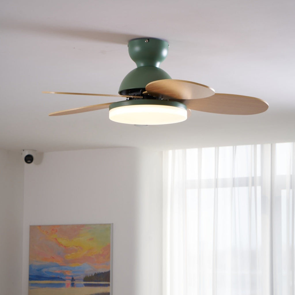 Ventoinha de teto Petalo — 35,4 pol. de diâmetro, luz de 60 W, efeito de madeira
