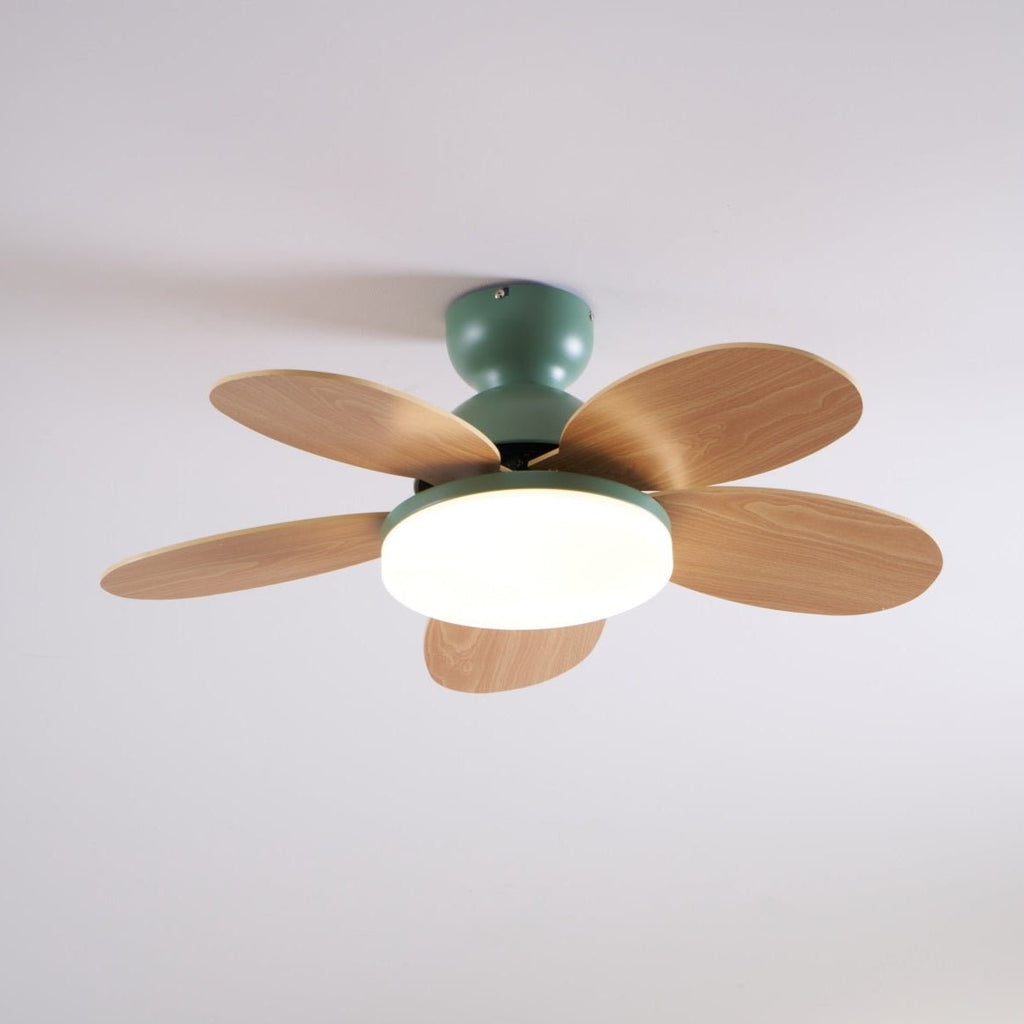 Ventoinha de teto Petalo — 35,4 pol. de diâmetro, luz de 60 W, efeito de madeira