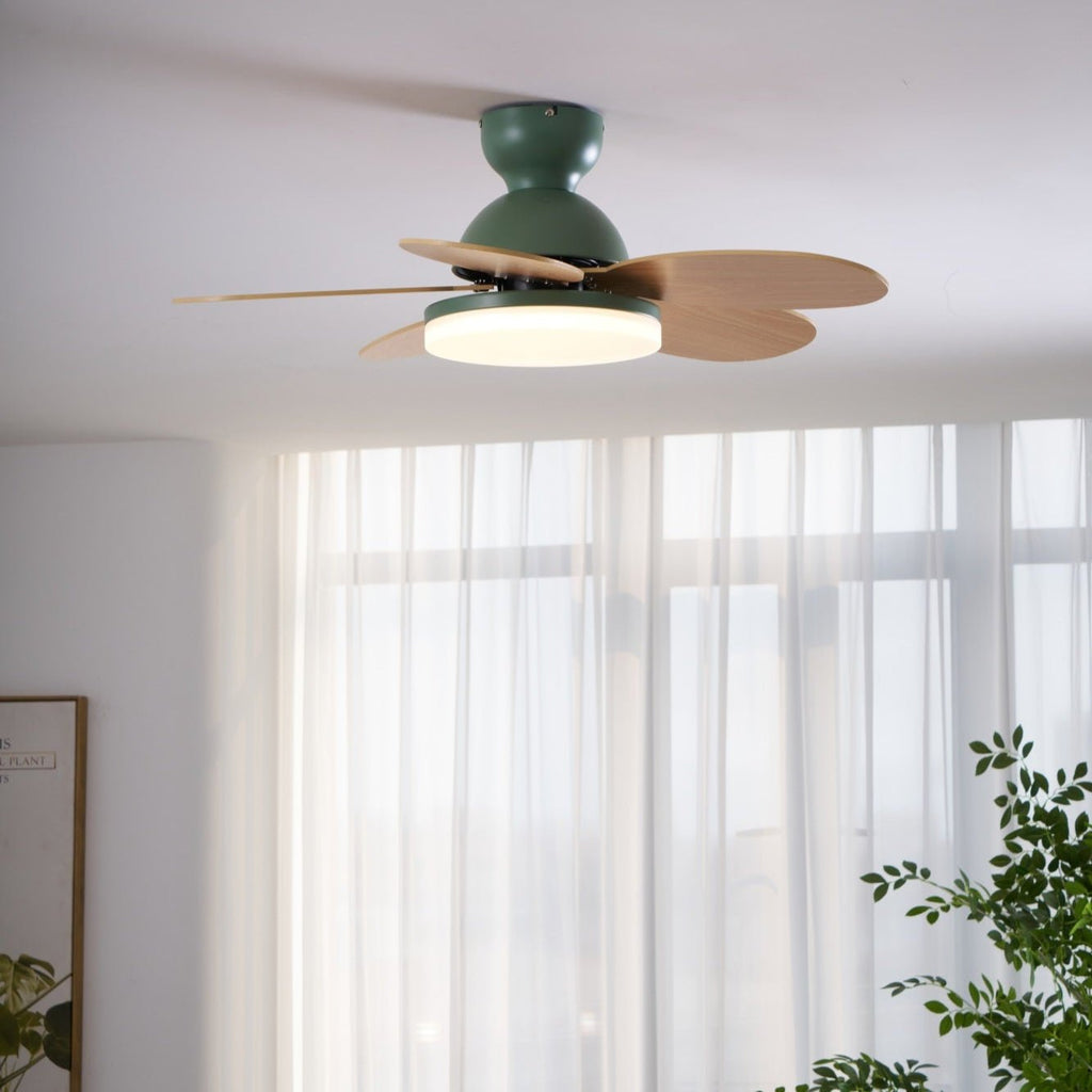 Ventoinha de teto Petalo — 35,4 pol. de diâmetro, luz de 60 W, efeito de madeira
