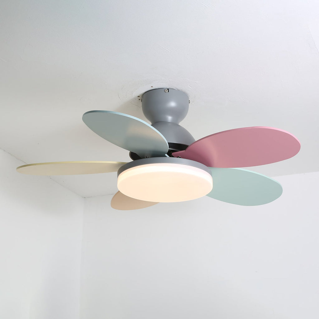 Ventoinha de teto Petalo — 35,4 pol. de diâmetro, luz de 60 W, efeito de madeira