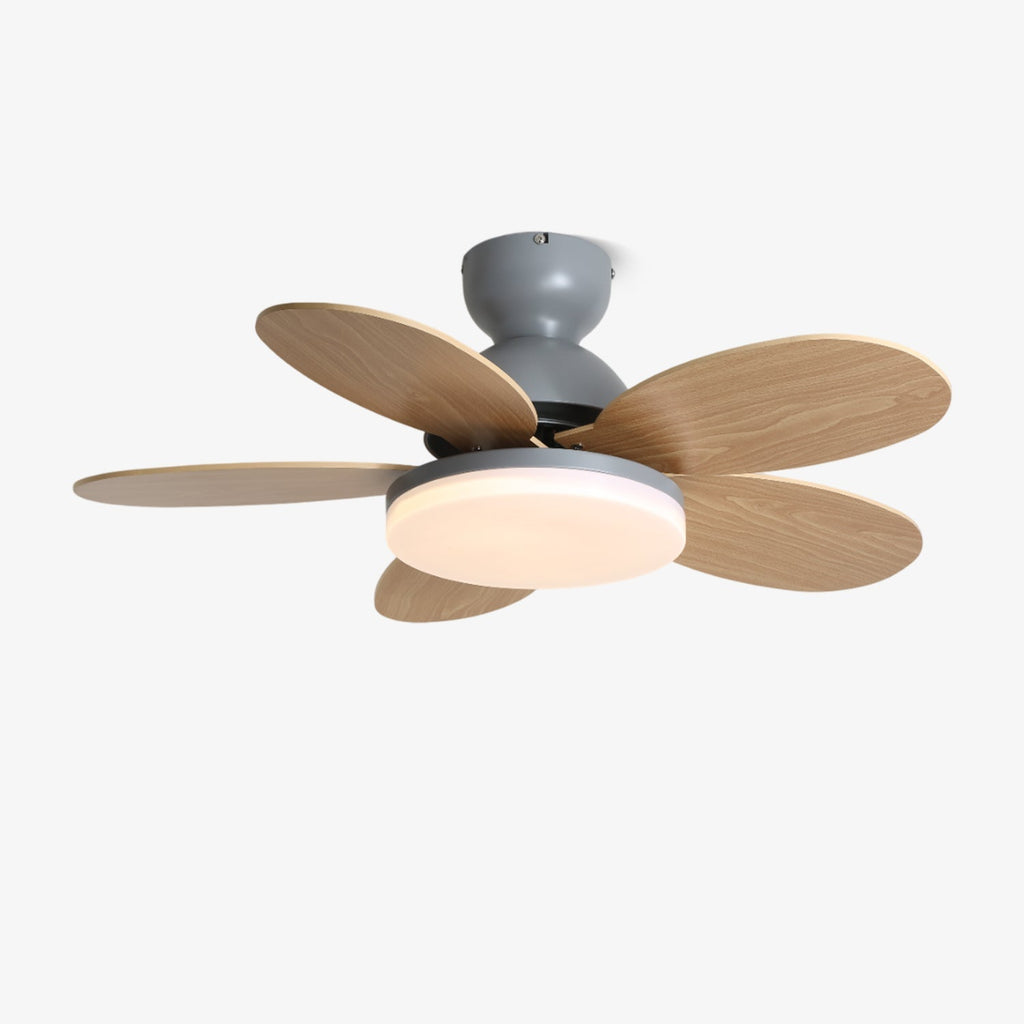 Ventoinha de teto Petalo — 35,4 pol. de diâmetro, luz de 60 W, efeito de madeira
