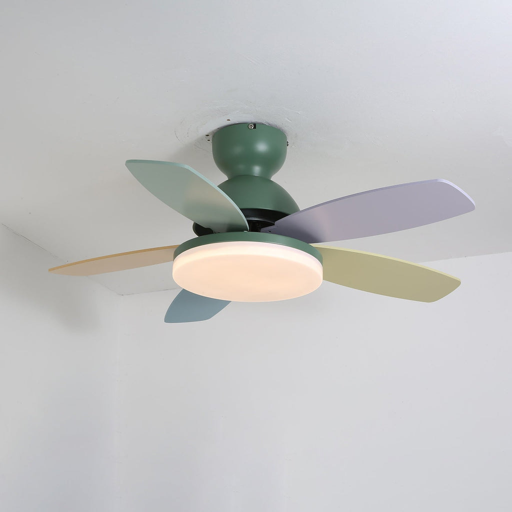 Ventoinha de teto Petalo — 35,4 pol. de diâmetro, luz de 60 W, efeito de madeira