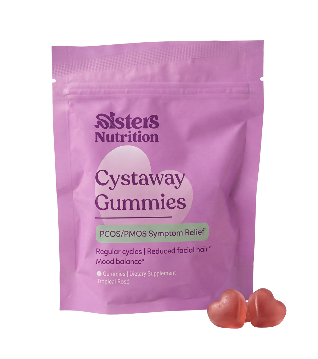 Pouch of gummies with two gummies in front