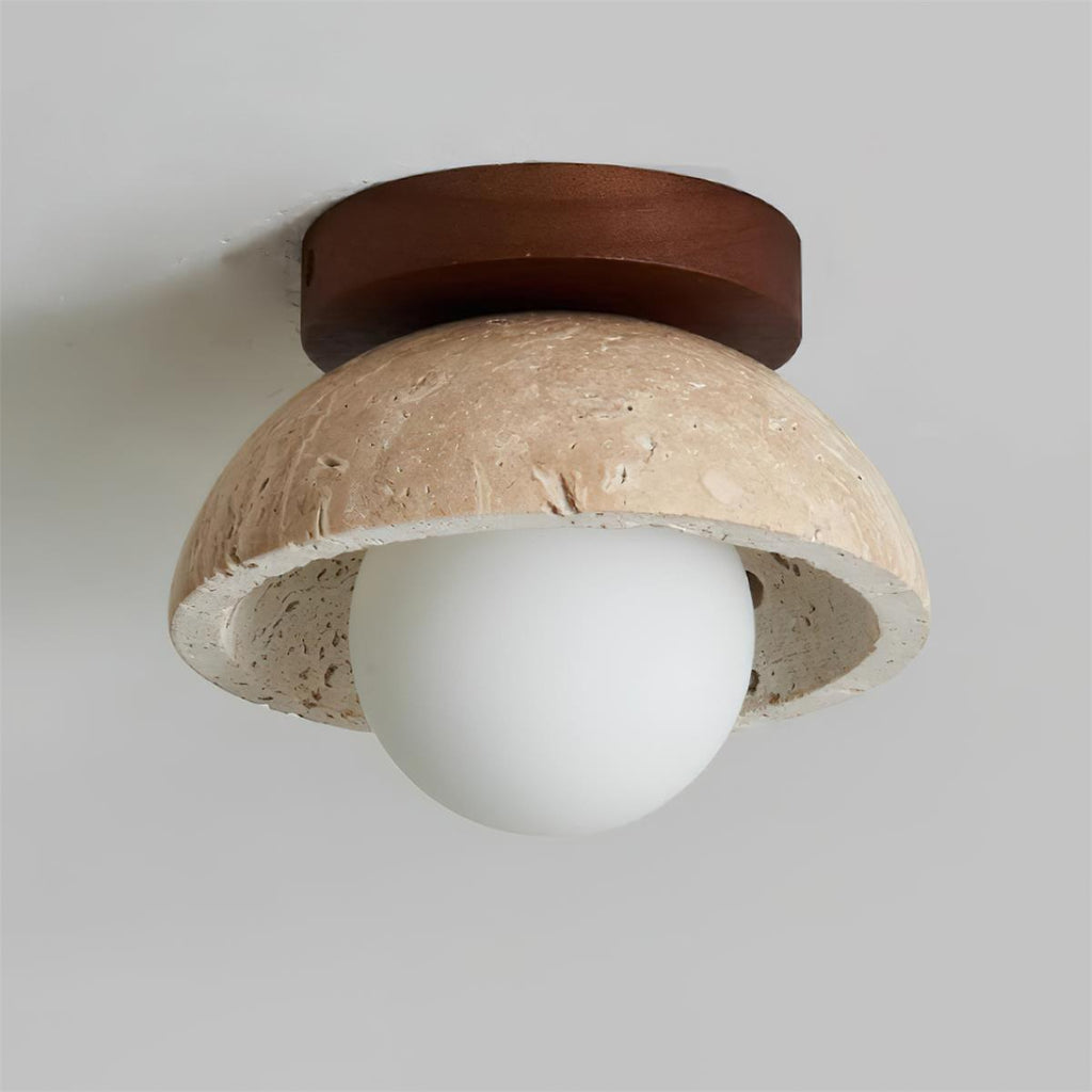 Ritta minimalistisk pendellampe i travertin — skulpturell design