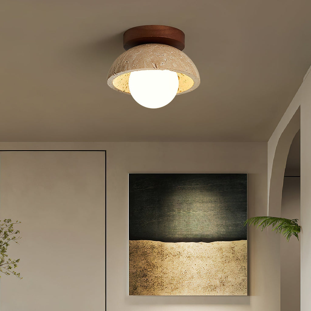 Ritta minimalistisk pendellampe i travertin — skulpturell design
