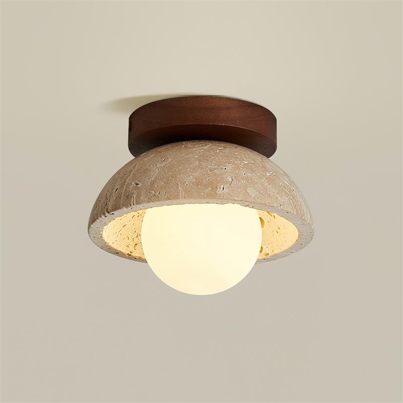 Ritta minimalistisk pendellampe i travertin — skulpturell design