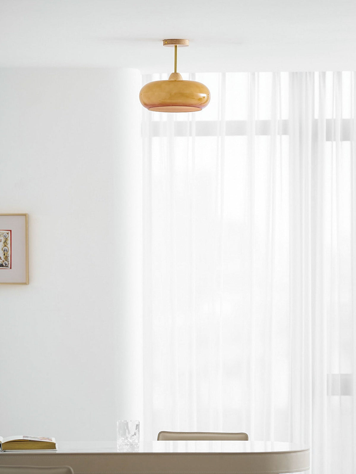 VKL-1010 Bauhaus-loftslampe — Orange og hvid