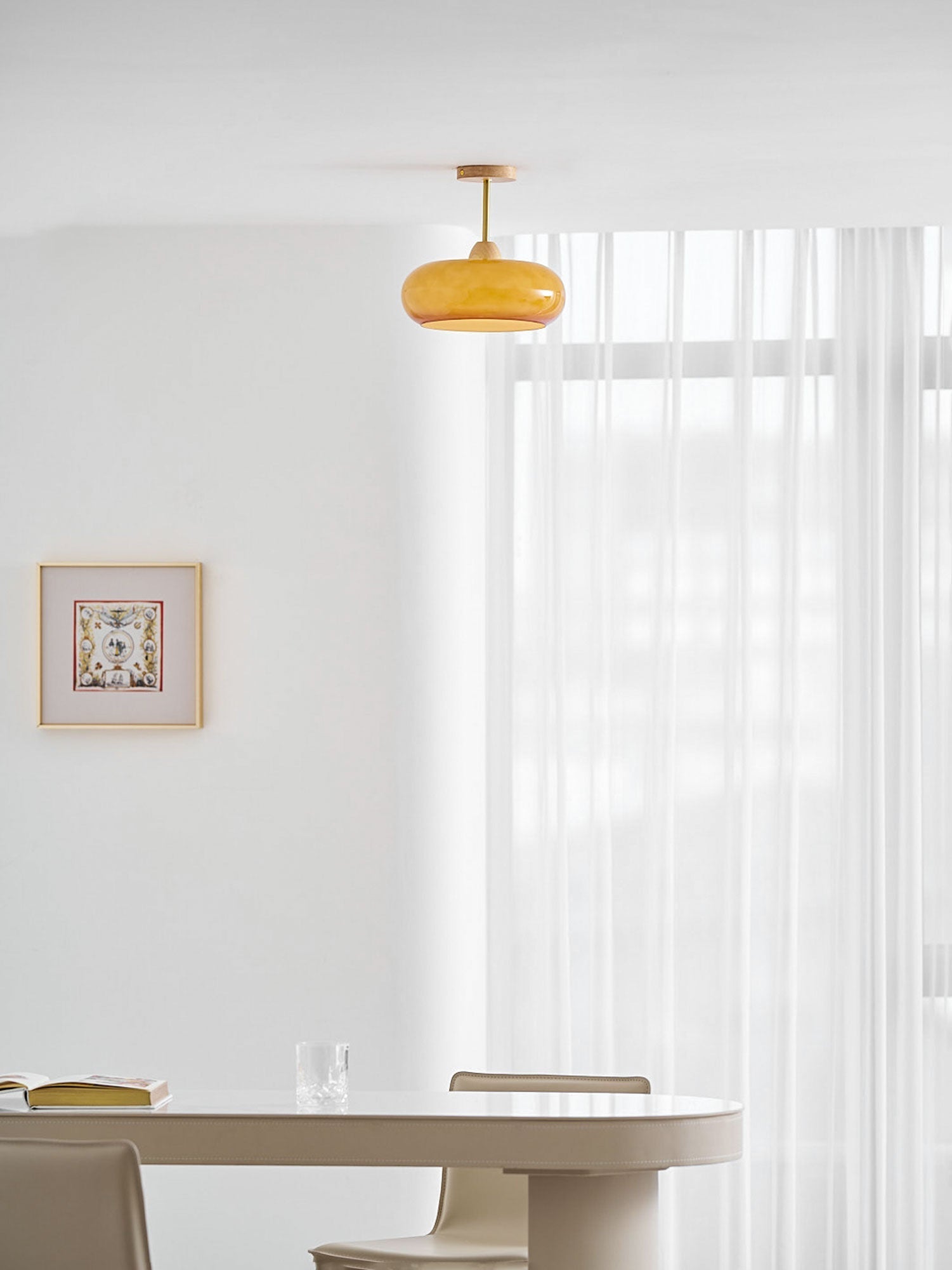 VKL-1010 Bauhaus-loftslampe — Orange og hvid