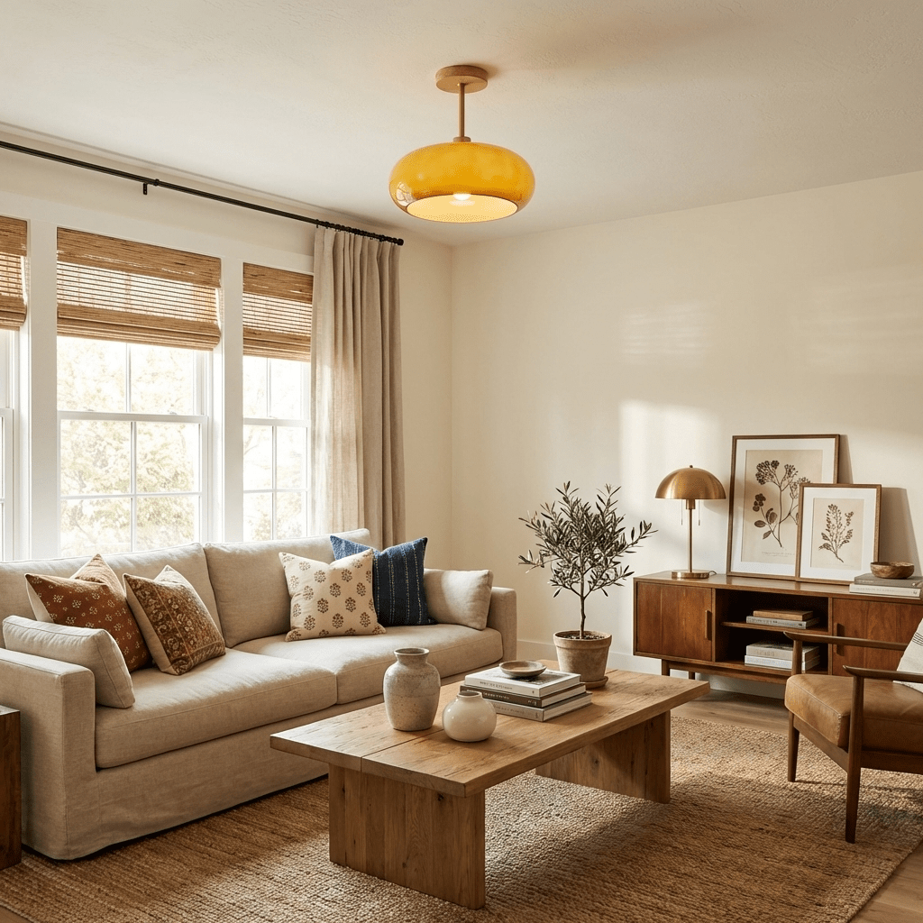 VKL-1010 Bauhaus-loftslampe — Orange og hvid