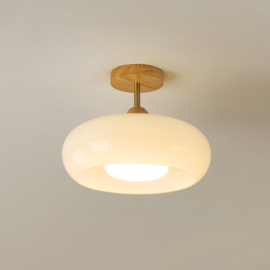 Charlotte Flush Mount Ceiling Light Glass Wood &Orange&White - Neutralighting