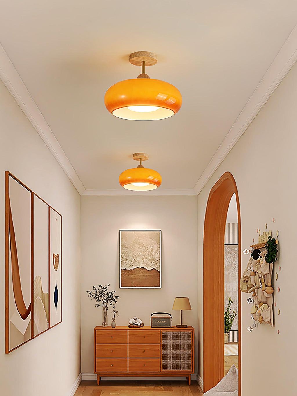 VKL-1010 Bauhaus-loftslampe — Orange og hvid